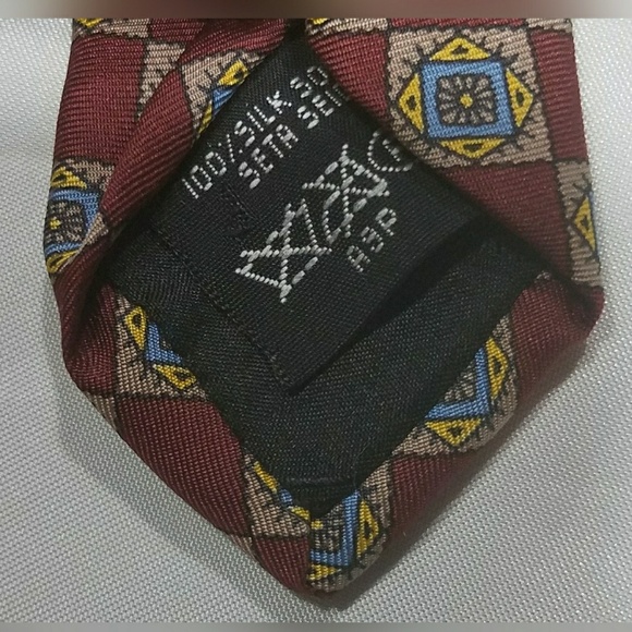 Dunhill Tie Geometric Maroon Burgundy - Picture 5 of 5
